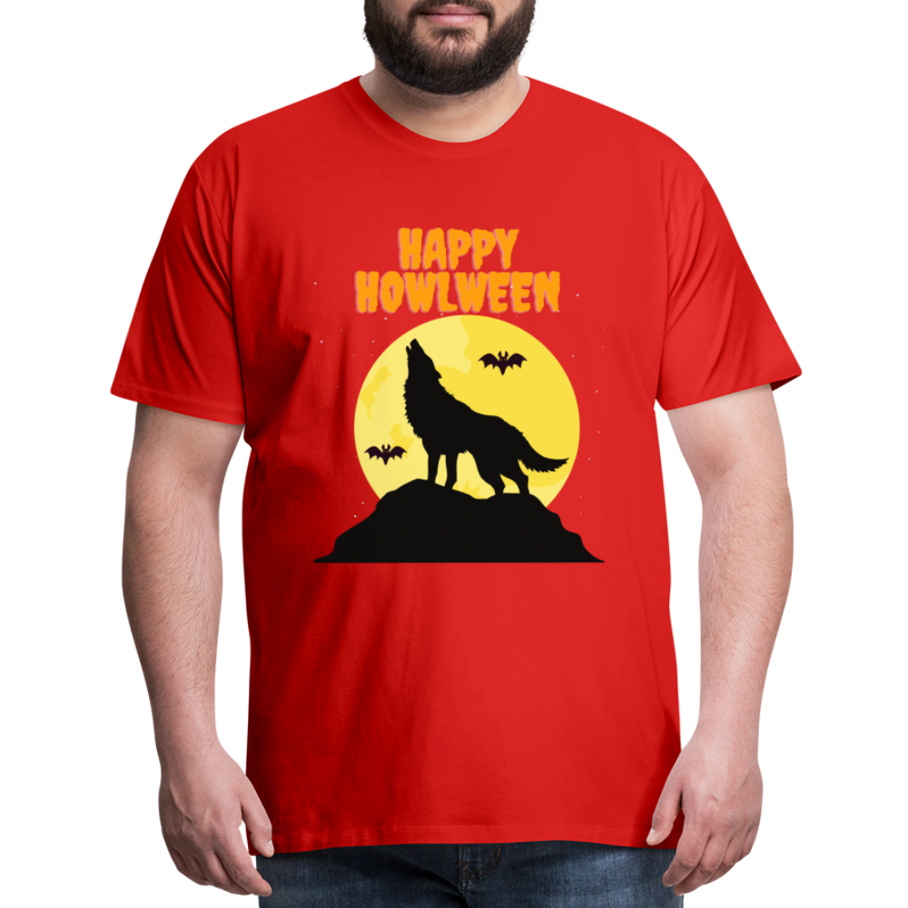 Happy Howlween, Happy Halloween, Monster, Trick Or Treat, Halloween, Spooky, Scary, Skull, Men's Premium T-Shirt - red