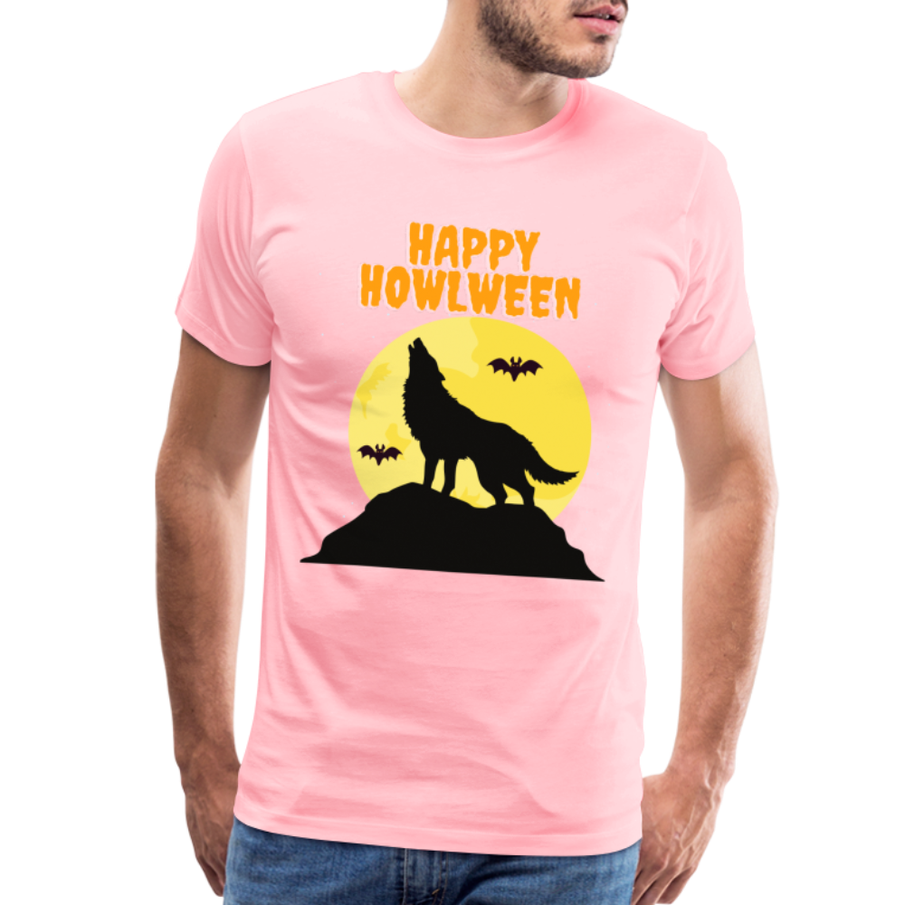 Happy Howlween, Happy Halloween, Monster, Trick Or Treat, Halloween, Spooky, Scary, Skull, Men's Premium T-Shirt - pink