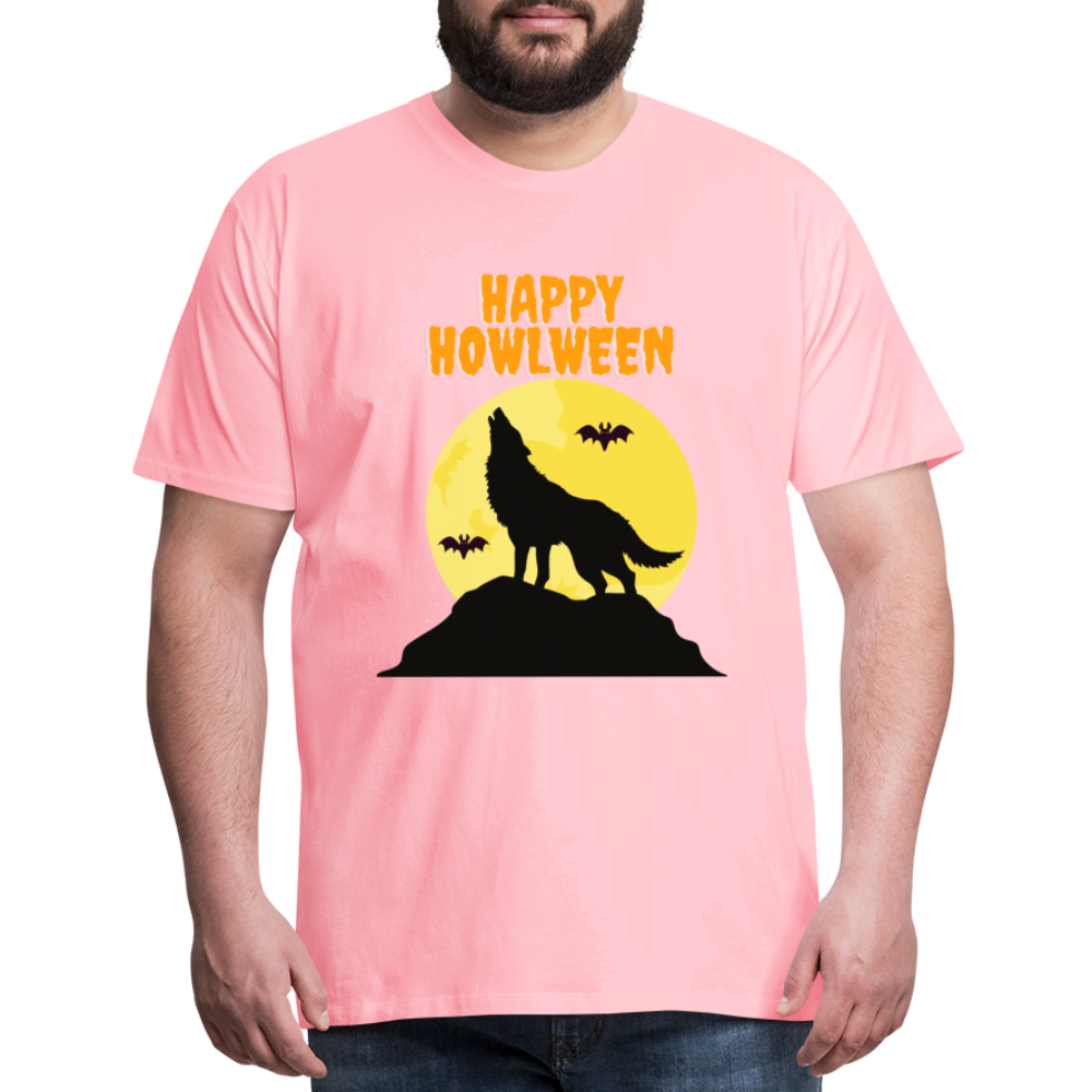 Happy Howlween, Happy Halloween, Monster, Trick Or Treat, Halloween, Spooky, Scary, Skull, Men's Premium T-Shirt - pink