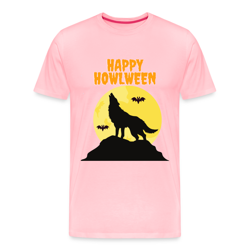 Happy Howlween, Happy Halloween, Monster, Trick Or Treat, Halloween, Spooky, Scary, Skull, Men's Premium T-Shirt - pink