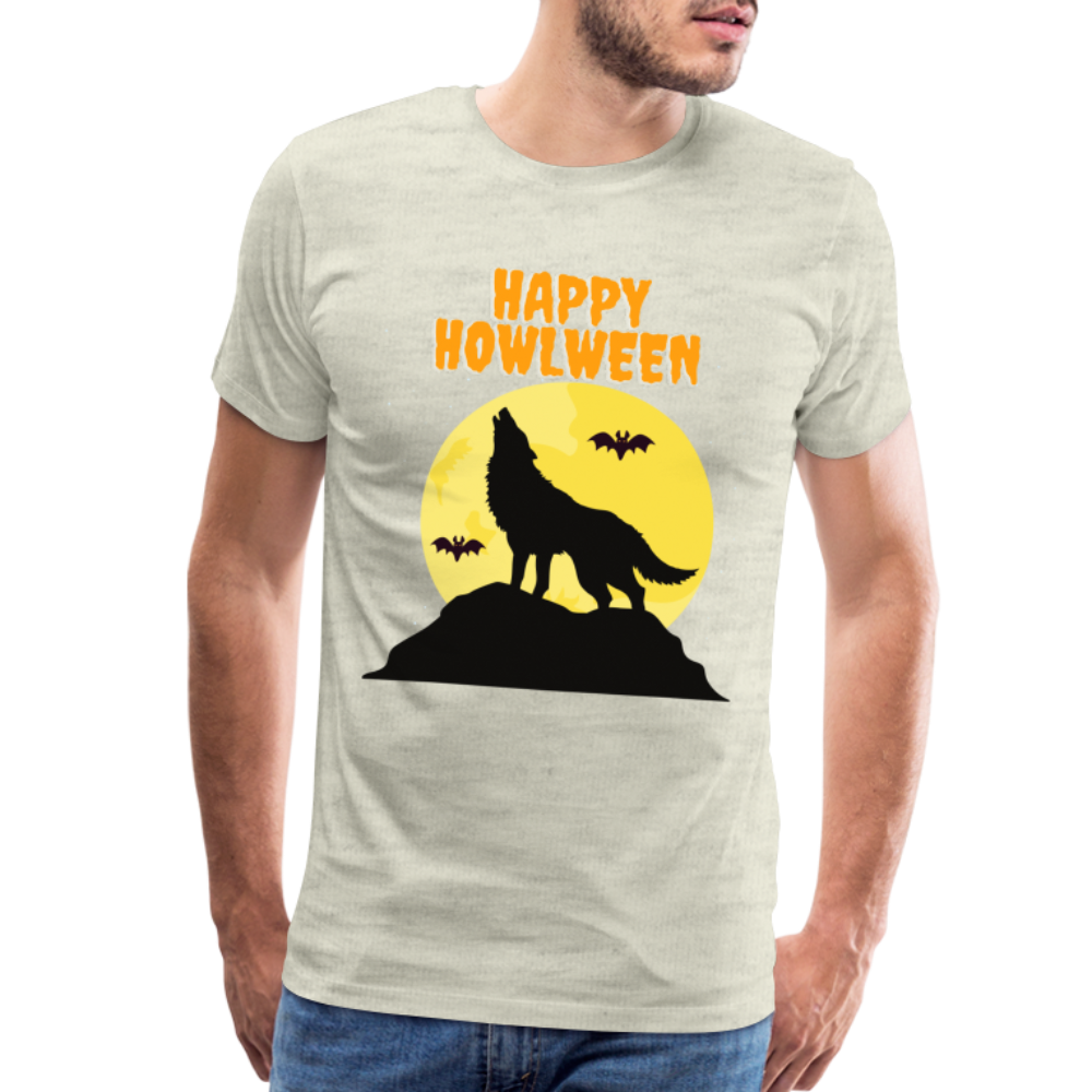 Happy Howlween, Happy Halloween, Monster, Trick Or Treat, Halloween, Spooky, Scary, Skull, Men's Premium T-Shirt - heather oatmeal