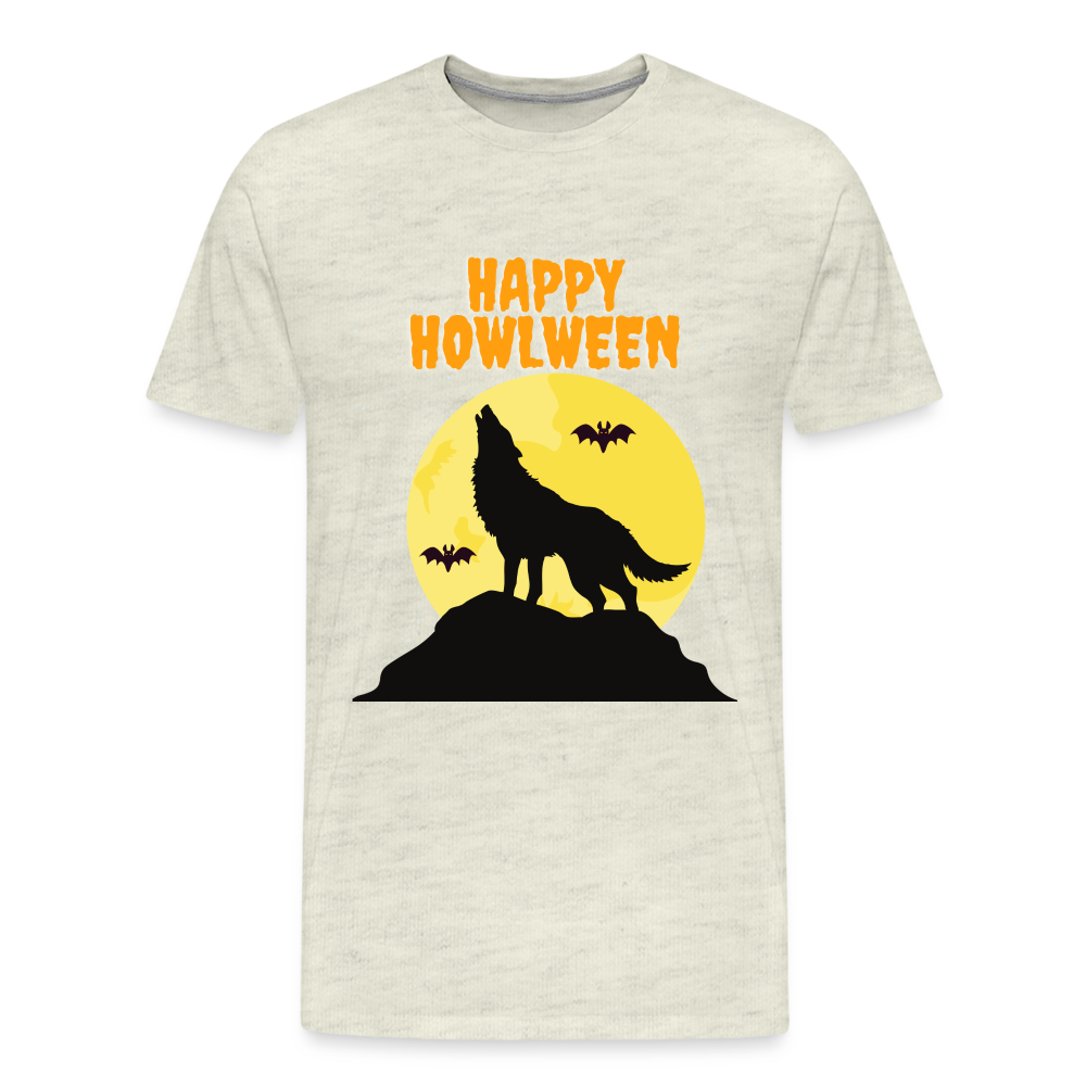 Happy Howlween, Happy Halloween, Monster, Trick Or Treat, Halloween, Spooky, Scary, Skull, Men's Premium T-Shirt - heather oatmeal