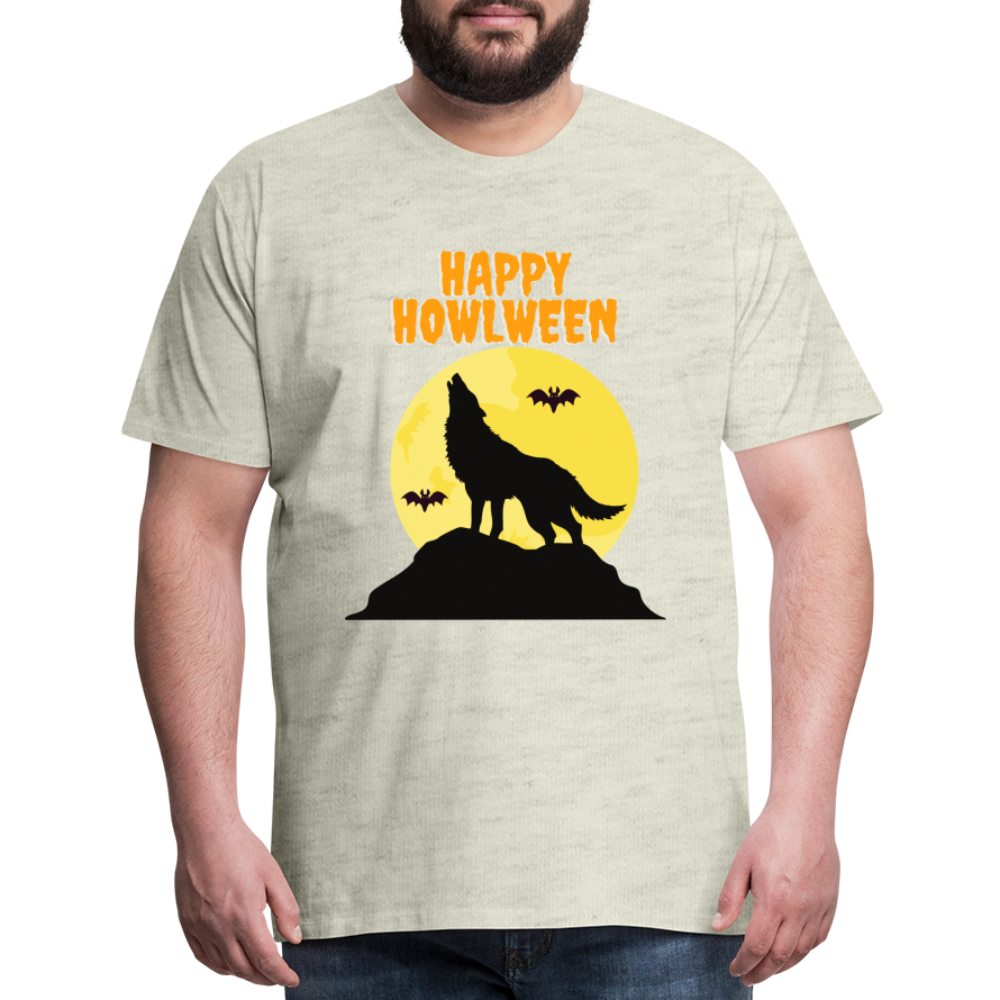 Happy Howlween, Happy Halloween, Monster, Trick Or Treat, Halloween, Spooky, Scary, Skull, Men's Premium T-Shirt - heather oatmeal