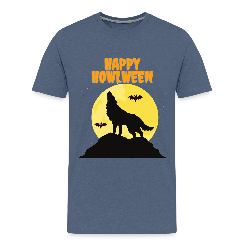 Happy Howlween, Happy Halloween, Monster, Trick Or Treat, Halloween, Spooky, Scary, Skull, Men's Premium T-Shirt - heather blue