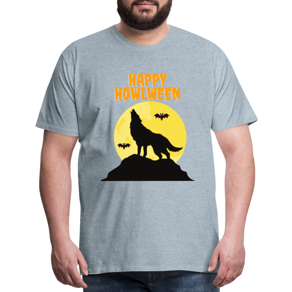 Happy Howlween, Happy Halloween, Monster, Trick Or Treat, Halloween, Spooky, Scary, Skull, Men's Premium T-Shirt - heather ice blue