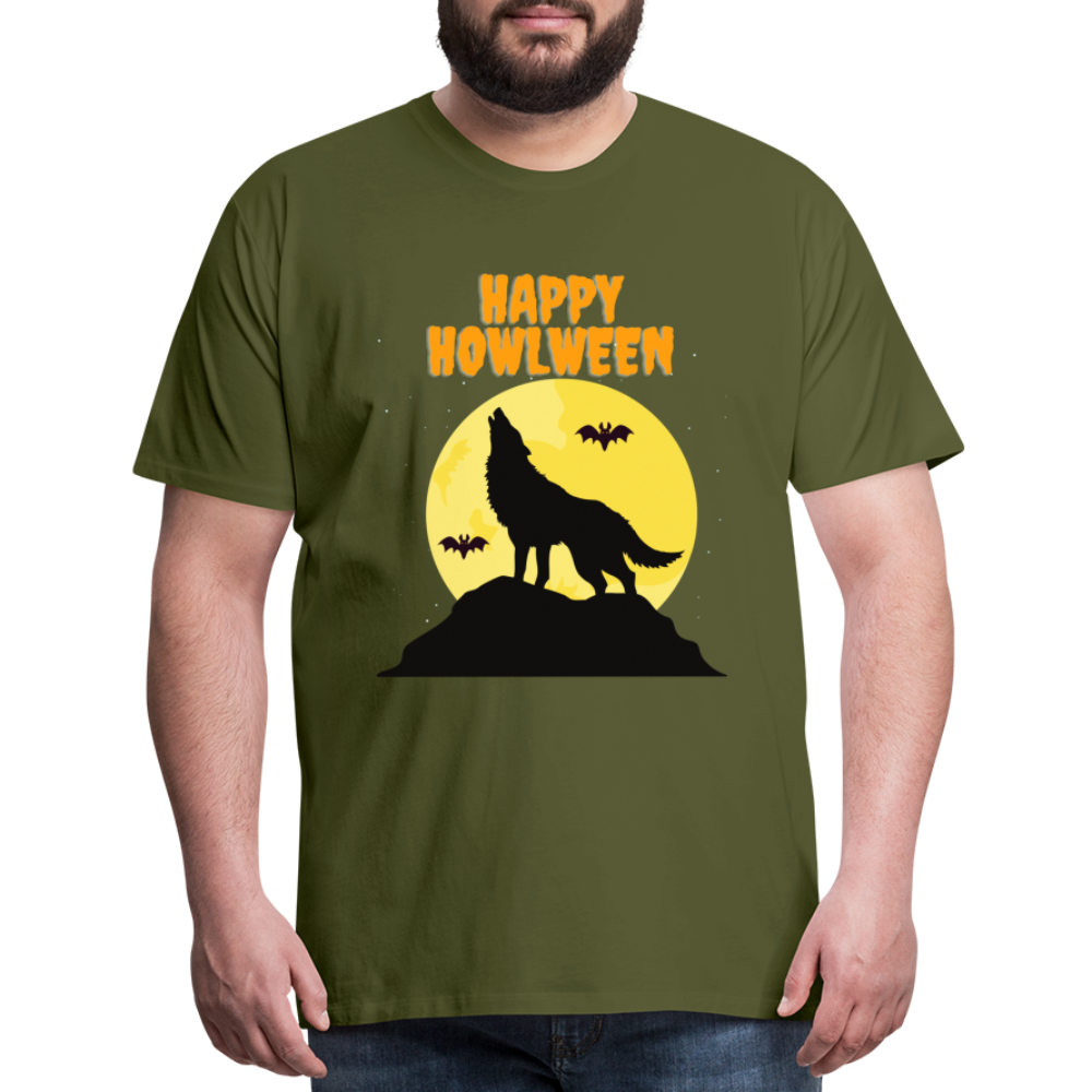 Happy Howlween, Happy Halloween, Monster, Trick Or Treat, Halloween, Spooky, Scary, Skull, Men's Premium T-Shirt - olive green