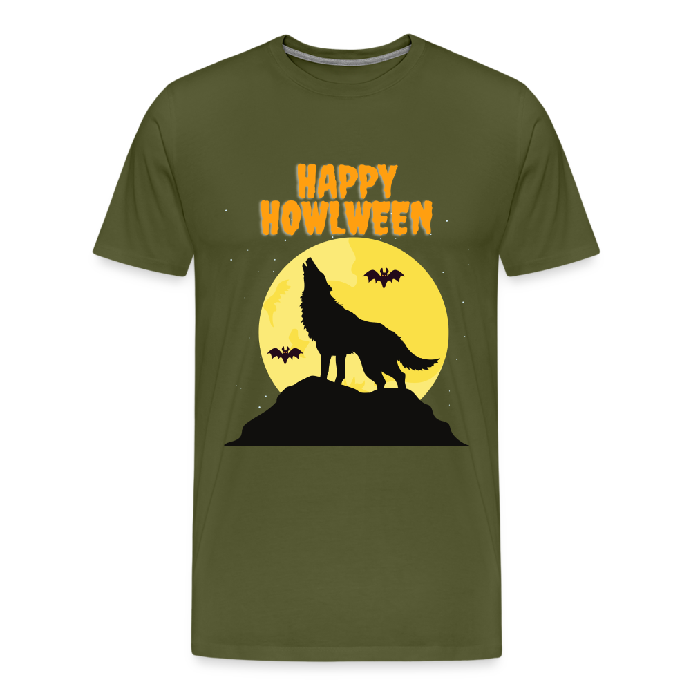 Happy Howlween, Happy Halloween, Monster, Trick Or Treat, Halloween, Spooky, Scary, Skull, Men's Premium T-Shirt - olive green