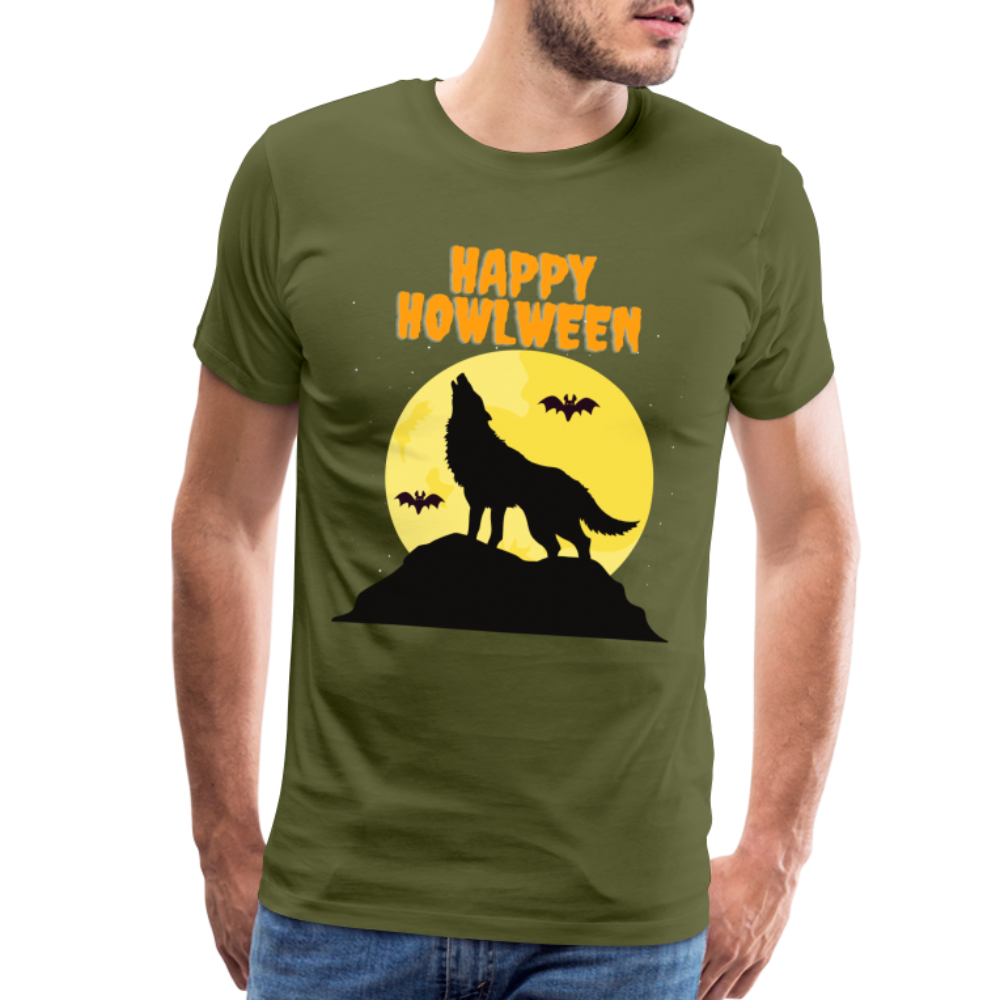 Happy Howlween, Happy Halloween, Monster, Trick Or Treat, Halloween, Spooky, Scary, Skull, Men's Premium T-Shirt - olive green