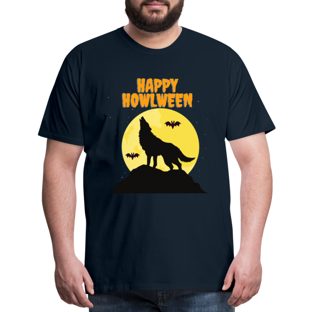 Happy Howlween, Happy Halloween, Monster, Trick Or Treat, Halloween, Spooky, Scary, Skull, Men's Premium T-Shirt - deep navy