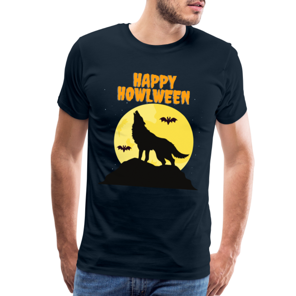 Happy Howlween, Happy Halloween, Monster, Trick Or Treat, Halloween, Spooky, Scary, Skull, Men's Premium T-Shirt - deep navy