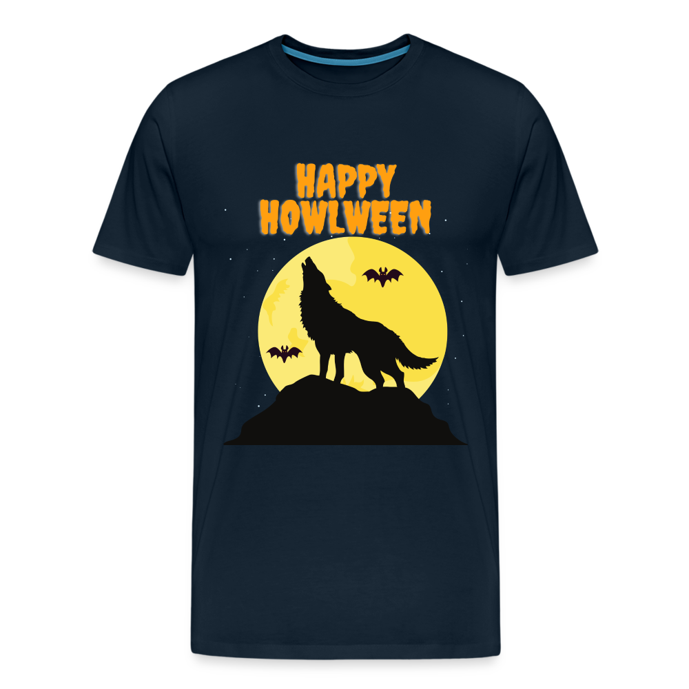 Happy Howlween, Happy Halloween, Monster, Trick Or Treat, Halloween, Spooky, Scary, Skull, Men's Premium T-Shirt - deep navy