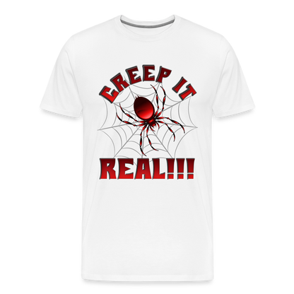 Creep It Real, Spider Shirt, Halloween Shirt Men, Black Spooky Shirt, Funny Halloween, Halloween, Web, Spiderweb Shirt, Men's Premium T-Shirt - white