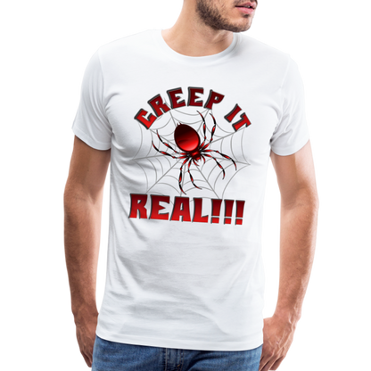 Creep It Real, Spider Shirt, Halloween Shirt Men, Black Spooky Shirt, Funny Halloween, Halloween, Web, Spiderweb Shirt, Men's Premium T-Shirt - white