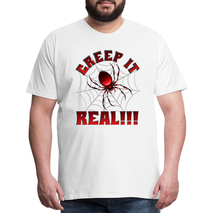 Creep It Real, Spider Shirt, Halloween Shirt Men, Black Spooky Shirt, Funny Halloween, Halloween, Web, Spiderweb Shirt, Men's Premium T-Shirt - white