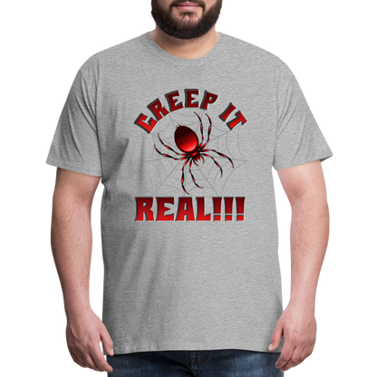 Creep It Real, Spider Shirt, Halloween Shirt Men, Black Spooky Shirt, Funny Halloween, Halloween, Web, Spiderweb Shirt, Men's Premium T-Shirt - heather gray