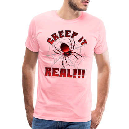 Creep It Real, Spider Shirt, Halloween Shirt Men, Black Spooky Shirt, Funny Halloween, Halloween, Web, Spiderweb Shirt, Men's Premium T-Shirt - pink