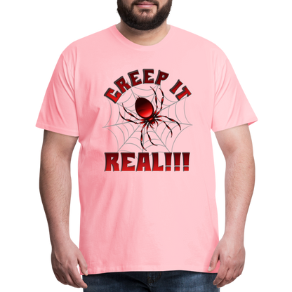 Creep It Real, Spider Shirt, Halloween Shirt Men, Black Spooky Shirt, Funny Halloween, Halloween, Web, Spiderweb Shirt, Men's Premium T-Shirt - pink