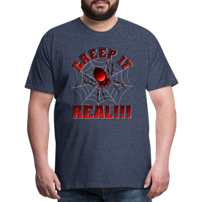 Creep It Real, Spider Shirt, Halloween Shirt Men, Black Spooky Shirt, Funny Halloween, Halloween, Web, Spiderweb Shirt, Men's Premium T-Shirt - heather blue