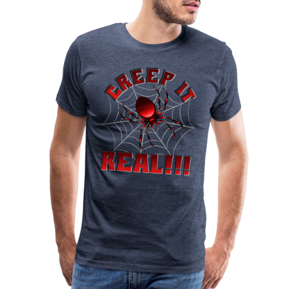 Creep It Real, Spider Shirt, Halloween Shirt Men, Black Spooky Shirt, Funny Halloween, Halloween, Web, Spiderweb Shirt, Men's Premium T-Shirt - heather blue