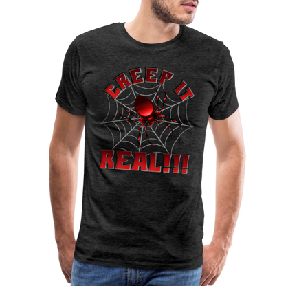Creep It Real, Spider Shirt, Halloween Shirt Men, Black Spooky Shirt, Funny Halloween, Halloween, Web, Spiderweb Shirt, Men's Premium T-Shirt - charcoal grey