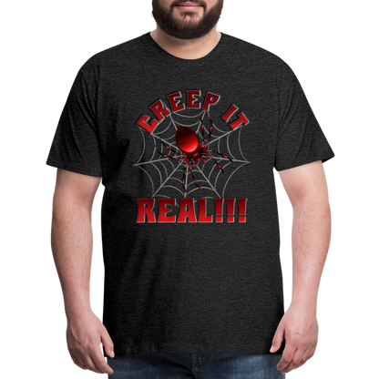 Creep It Real, Spider Shirt, Halloween Shirt Men, Black Spooky Shirt, Funny Halloween, Halloween, Web, Spiderweb Shirt, Men's Premium T-Shirt - charcoal grey