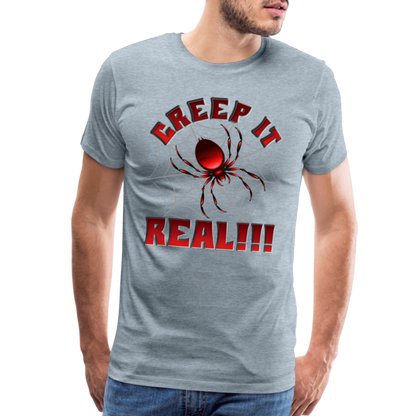 Creep It Real, Spider Shirt, Halloween Shirt Men, Black Spooky Shirt, Funny Halloween, Halloween, Web, Spiderweb Shirt, Men's Premium T-Shirt - heather ice blue