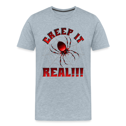 Creep It Real, Spider Shirt, Halloween Shirt Men, Black Spooky Shirt, Funny Halloween, Halloween, Web, Spiderweb Shirt, Men's Premium T-Shirt - heather ice blue