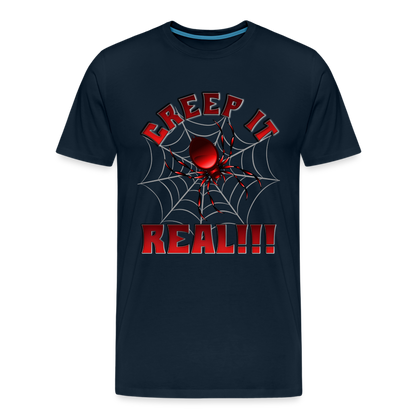 Creep It Real, Spider Shirt, Halloween Shirt Men, Black Spooky Shirt, Funny Halloween, Halloween, Web, Spiderweb Shirt, Men's Premium T-Shirt - deep navy