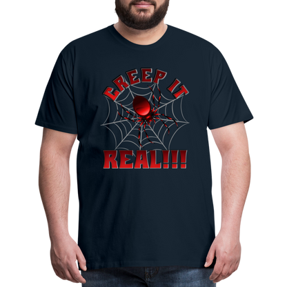Creep It Real, Spider Shirt, Halloween Shirt Men, Black Spooky Shirt, Funny Halloween, Halloween, Web, Spiderweb Shirt, Men's Premium T-Shirt - deep navy