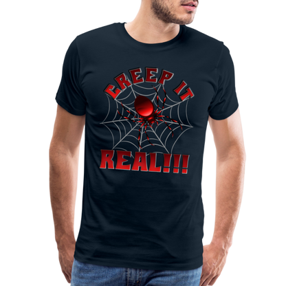 Creep It Real, Spider Shirt, Halloween Shirt Men, Black Spooky Shirt, Funny Halloween, Halloween, Web, Spiderweb Shirt, Men's Premium T-Shirt - deep navy