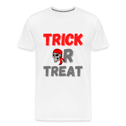 Trick or treat, halloween, horror, cute, october, pumpkin, scary, spooky, funny, cat, creepy, fall, ghost, halloween party, witch, autumn, candy, kawaii, jack o lantern, skeleton, trick or treating, Men's Premium T-Shirt - white