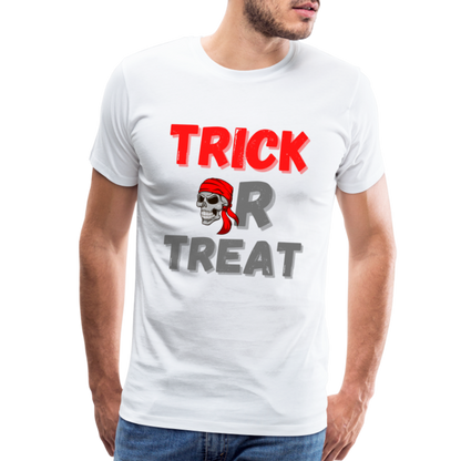 Trick or treat, halloween, horror, cute, october, pumpkin, scary, spooky, funny, cat, creepy, fall, ghost, halloween party, witch, autumn, candy, kawaii, jack o lantern, skeleton, trick or treating, Men's Premium T-Shirt - white