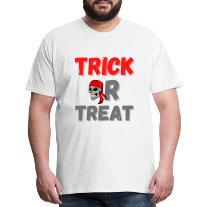 Trick or treat, halloween, horror, cute, october, pumpkin, scary, spooky, funny, cat, creepy, fall, ghost, halloween party, witch, autumn, candy, kawaii, jack o lantern, skeleton, trick or treating, Men's Premium T-Shirt - white