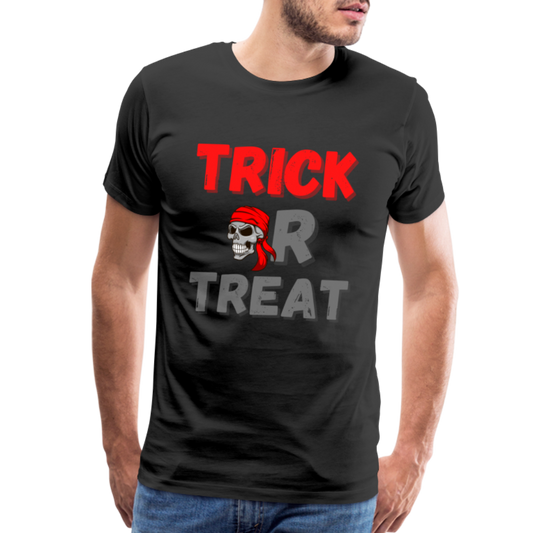 Trick or treat, halloween, horror, cute, october, pumpkin, scary, spooky, funny, cat, creepy, fall, ghost, halloween party, witch, autumn, candy, kawaii, jack o lantern, skeleton, trick or treating, Men's Premium T-Shirt - black