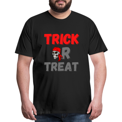 Trick or treat, halloween, horror, cute, october, pumpkin, scary, spooky, funny, cat, creepy, fall, ghost, halloween party, witch, autumn, candy, kawaii, jack o lantern, skeleton, trick or treating, Men's Premium T-Shirt - black
