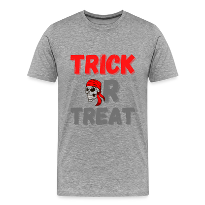 Trick or treat, halloween, horror, cute, october, pumpkin, scary, spooky, funny, cat, creepy, fall, ghost, halloween party, witch, autumn, candy, kawaii, jack o lantern, skeleton, trick or treating, Men's Premium T-Shirt - heather gray