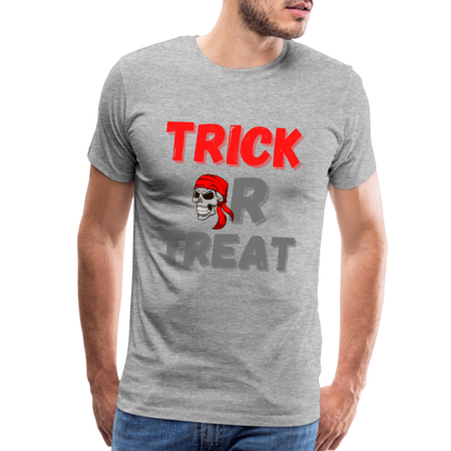 Trick or treat, halloween, horror, cute, october, pumpkin, scary, spooky, funny, cat, creepy, fall, ghost, halloween party, witch, autumn, candy, kawaii, jack o lantern, skeleton, trick or treating, Men's Premium T-Shirt - heather gray