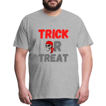 Trick or treat, halloween, horror, cute, october, pumpkin, scary, spooky, funny, cat, creepy, fall, ghost, halloween party, witch, autumn, candy, kawaii, jack o lantern, skeleton, trick or treating, Men's Premium T-Shirt - heather gray