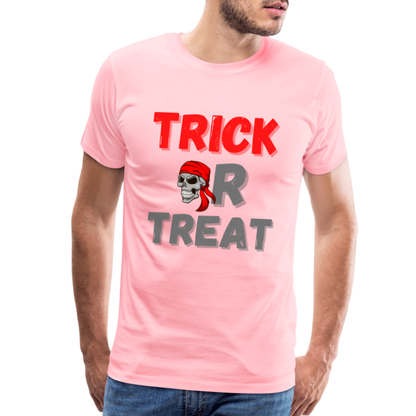 Trick or treat, halloween, horror, cute, october, pumpkin, scary, spooky, funny, cat, creepy, fall, ghost, halloween party, witch, autumn, candy, kawaii, jack o lantern, skeleton, trick or treating, Men's Premium T-Shirt - pink