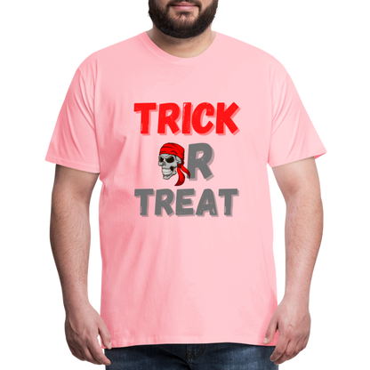 Trick or treat, halloween, horror, cute, october, pumpkin, scary, spooky, funny, cat, creepy, fall, ghost, halloween party, witch, autumn, candy, kawaii, jack o lantern, skeleton, trick or treating, Men's Premium T-Shirt - pink