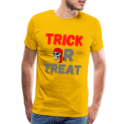 Trick or treat, halloween, horror, cute, october, pumpkin, scary, spooky, funny, cat, creepy, fall, ghost, halloween party, witch, autumn, candy, kawaii, jack o lantern, skeleton, trick or treating, Men's Premium T-Shirt - sun yellow