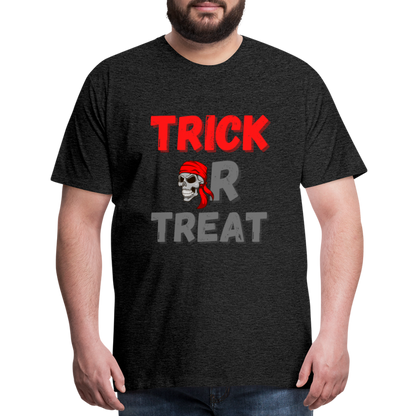 Trick or treat, halloween, horror, cute, october, pumpkin, scary, spooky, funny, cat, creepy, fall, ghost, halloween party, witch, autumn, candy, kawaii, jack o lantern, skeleton, trick or treating, Men's Premium T-Shirt - charcoal grey