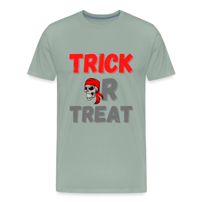 Trick or treat, halloween, horror, cute, october, pumpkin, scary, spooky, funny, cat, creepy, fall, ghost, halloween party, witch, autumn, candy, kawaii, jack o lantern, skeleton, trick or treating, Men's Premium T-Shirt - steel green