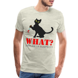 Halloween Cat Shirt, Why Am I A Suspect Shirt, Murderous Cat With Knife T-Shirt, Murderous Cat Shirt, Mens Premium T-Shirt - heather oatmeal