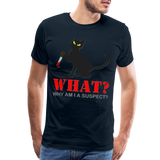 Halloween Cat Shirt, Why Am I A Suspect Shirt, Murderous Cat With Knife T-Shirt, Murderous Cat Shirt, Mens Premium T-Shirt - deep navy