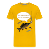 Funny Fishing Shirt, This is Not Drugs But I'm Hooked T-Shirt, Lake Lover Shirt, Cool Tee Men Daddy Dad Shirt, Fathers Day Fishing - sun yellow