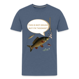 Funny Fishing Shirt, This is Not Drugs But I'm Hooked T-Shirt, Lake Lover Shirt, Cool Tee Men Daddy Dad Shirt, Fathers Day Fishing - heather blue