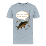 Funny Fishing Shirt, This is Not Drugs But I'm Hooked T-Shirt, Lake Lover Shirt, Cool Tee Men Daddy Dad Shirt, Fathers Day Fishing - heather ice blue