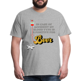 Beer Shirt, Drinking Shirt, Brewing Beer Shirt, Beer Geek, Craft Beer, In Case Of Accident My Blood Type Is B Positive For Beer Shirt, - heather gray