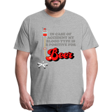 Brewing Beer Shirt, Beer Shirt, Drinking Shirt, Beer Geek, Craft Beer, In Case Of Accident My Blood Type Is B Positive For Beer Shirt, - heather gray